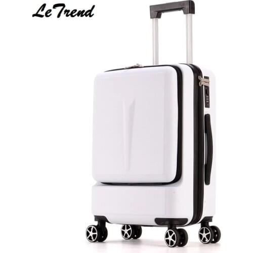 Letrend New Fashion 24 Inch Front Pocket Rolling Luggage Trolley Password Box 20' Boarding Suitcase Women Travel Bag Trunk