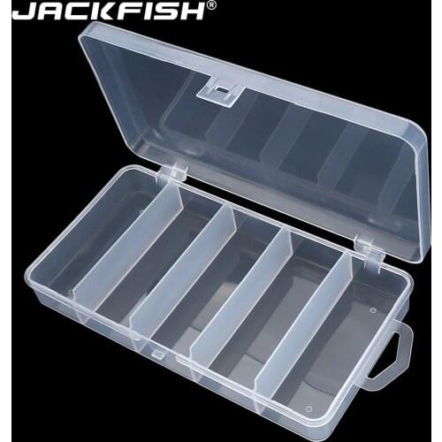 JACKFISH 17*9cm Fishing Box PVC Lure Box Bait Storage Case 5 Compartment Fishing Tackle Tool Sorting Box for Carp Fishing Pesca