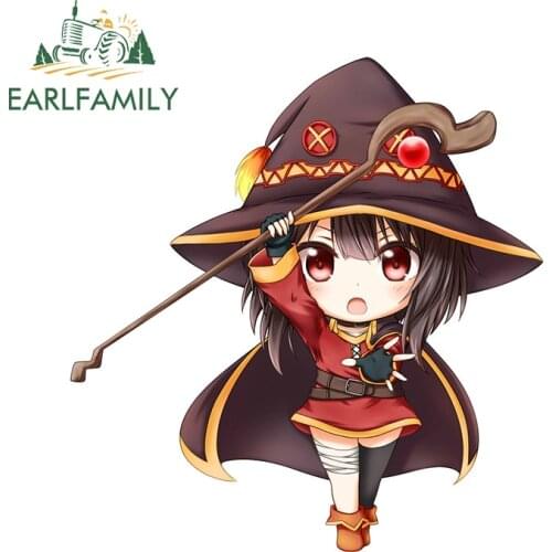 EARLFAMILY 13cm x 12.4cm for Kono Subarashii Megumin Car Stickers Sunscreen Scratch-Proof Decals Windshield Laptop Decoration