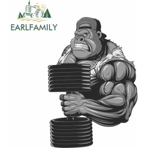 EARLFAMILY 13cm x 8.9cm for Gorilla Athlete Cartoon Car Stickers Vinyl JDM Bumper Trunk Truck Graphics Waterproof Anime Decal