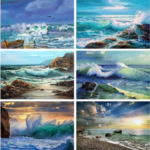 Evershine 5D DIY Diamond Embroidery Sea Cross Stitch Full Square Diamond Painting Scenery Crafts Kit Home Decoration