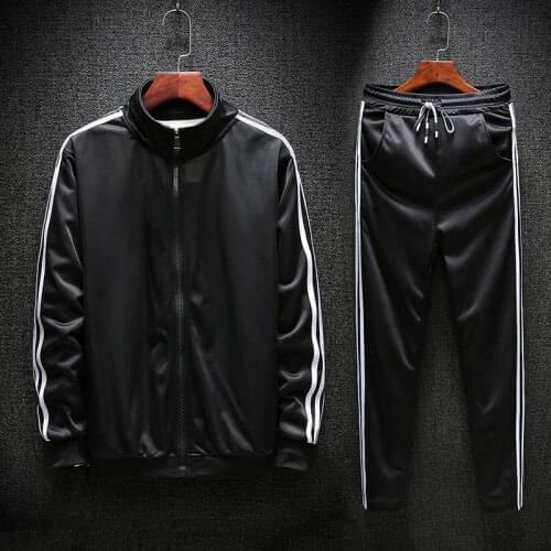 European Trend Spring and Autumn Casual Sweater Round Neck Youth Slim Mens Sports Long-sleeved Suit