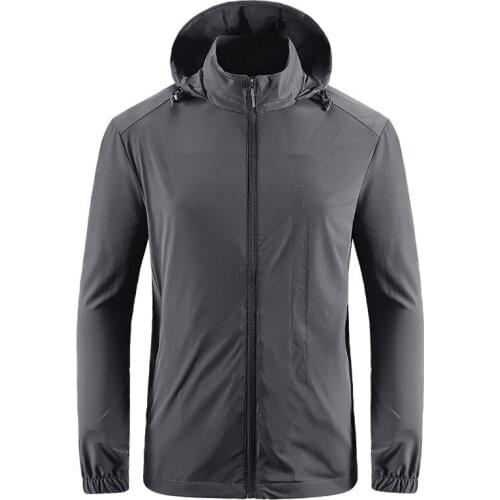 Summer outdoor hooded jacket leisure lightweight breathable quick-drying riding waterproof men sun protection outfit windbreaker