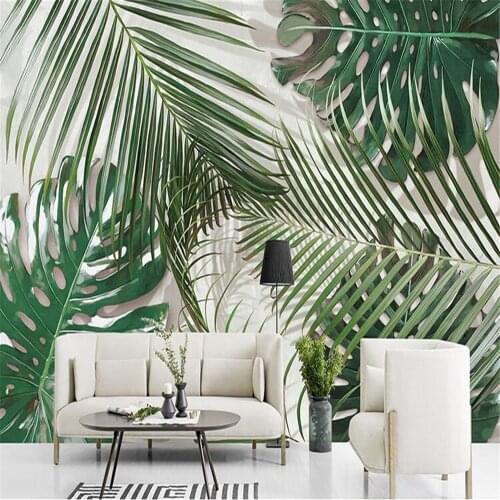 Milofi custom non-woven wallpaper mural hand-painted 3D three-dimensional plant bedroom living room TV background wall