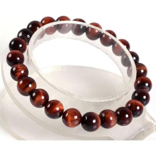 Fashion jewelry Handmade 10mm Natural Red Tigers Eye Stone Round Beads Stretchy Bracelet 7.5"
