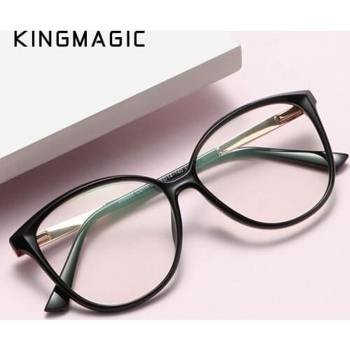 KINGMAGIC TR90 Cat Eye Anti Blue Light Optical Glasses Frames Men Women Fashion Computer Eyeglasses
