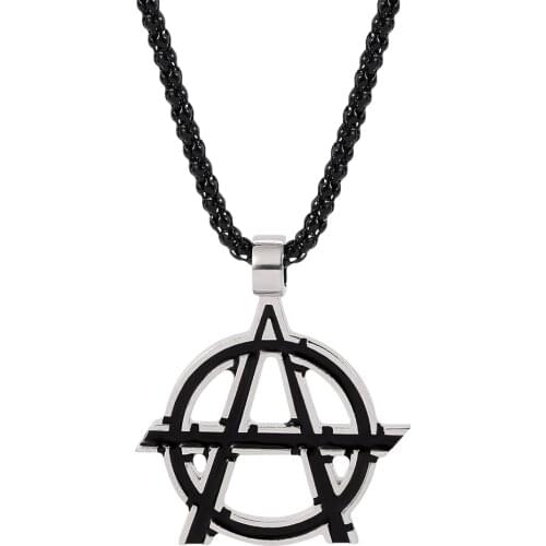 Anarchy Symbol Pendant Necklace Thick chain Black enamel supernatural letter A necklace Mens Boys Chain Jewelry trend hot sale