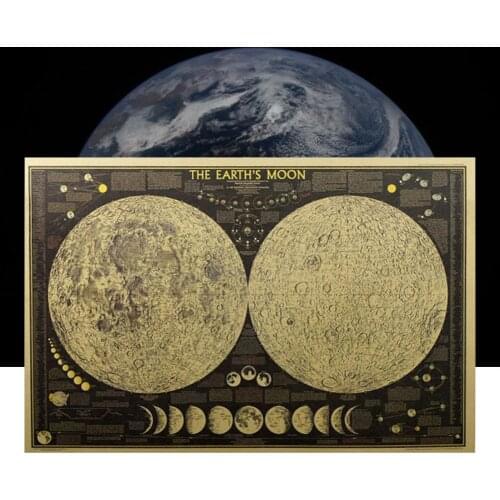 Posters Retro Removable Kraft Paper The Earths Moon Kraft Paper Poster for Bars Home Decoration Stickers 49.3cmx3.3cmx3.3cm