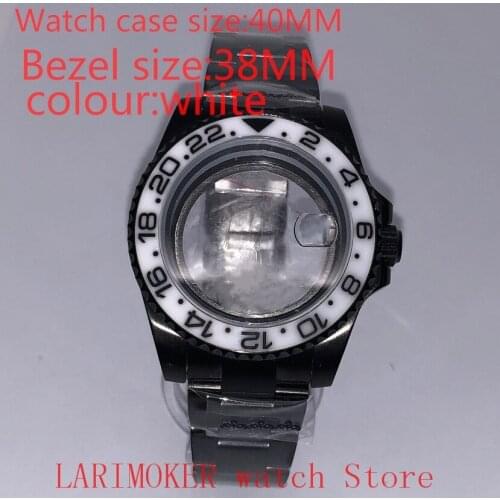 Suitable for Mingzhu Miyota 8215 40mm 904L stainless steel case, transparent black back cover, with bezel white