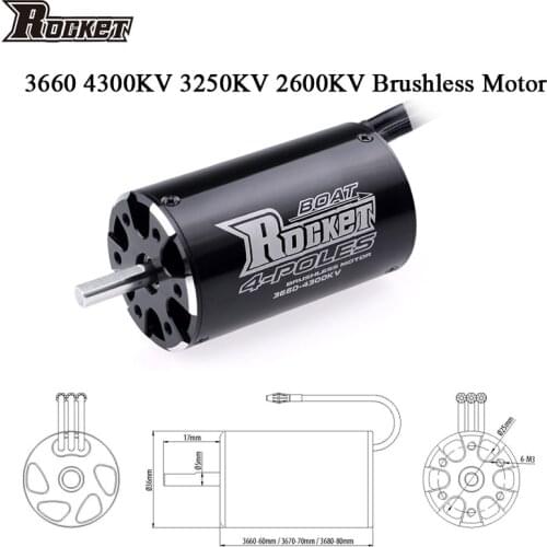Rocket 3660 3250KV 2600KV 4P Brushless Motor for Traxxas M41 Catamaran Spartan 800mm-1000mm RC Boat Car
