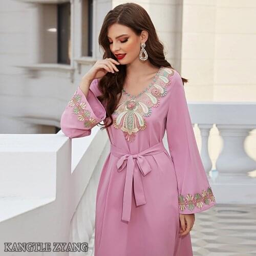 Plus Size Dresses For Women Abaya Dubai Turkey Islam Muslim Arabic Long Dress Kaftan Robe Longue Djellaba Femme Caftan Marocain