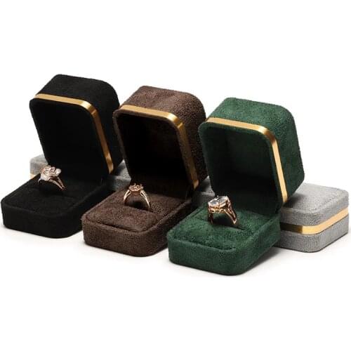 Faux Suede Luxury New Design Jewellery Packaging Boxes Imitation Fur Ring Pendant Necklace Jewelry Gift Display Case