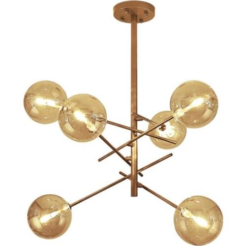Nordic creative wrought iron glass ball magic bean chandelier restaurant living room bar chandelier G9*6
