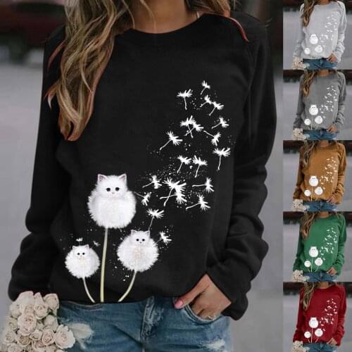 Halloween decoration 2021 new cartoon womens digital print long-sleeved round collar guard clothes Christmas ornaments