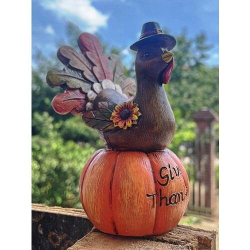 Thanksgiving Turkey Pumpkin Ornaments Garden Yard Statue Holiday Decoration For Home Office Bedroom Kitchen