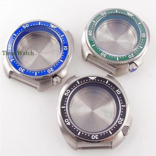 44mm 200M Waterproof Sapphire Watch Case Spare Parts For NH35 NH36 Movement Ceramic Insert Unidirectional Rotating Bezel