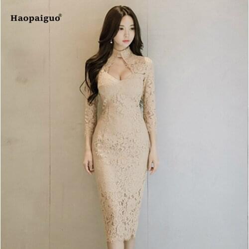 Plus Size 2020 Summer Bandage Bodycon Dress Women Solid O-Neck Elegant Pencil Lace Dress Sexy Party Dresses Vestidos De Fiesta