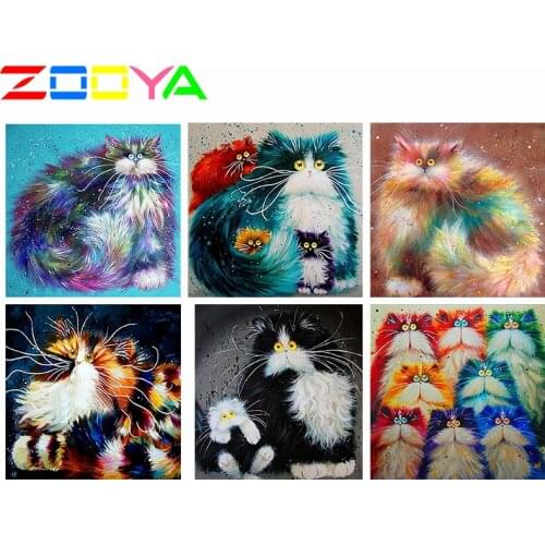 ZOOYA Needlework Diamond Embroidery 3d Diamonds Painting Cross-Stitch Area Set Cartoon Cat Oil Painting Home Decor Gift RF1116