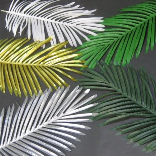 1pc Artificial Kwai Leaf Gold Green Silver Silk Palm Leaves For Birthday Party Decorations Home Decor