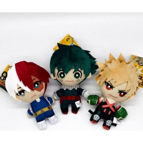 1 Pcs Cartoon 15cm Anime My Hero Academia Izuku Midoriya Katsuki Bakugou Shouto Plush Pendant Keychains Soft Stuffed Plush Toys