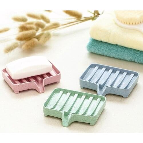 1Pc portable PP+ Wheat Straw Material Storage Rack dish Soap Box Plate Tray Shower Soap stand holder tool Sponge Drain Holder