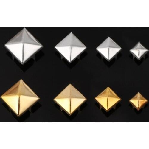 100pcs Square Rivet Metal Studs Spikes Nail Punk Shoes Belt Clothing Decor DIY D2TD