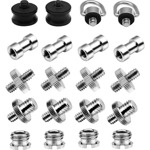 20 PCS Camera Tripod Screw Adapter, 1/4 to 1/4 Screw, 1/4 to 3/8 Tripod Screw Adapter, Thread Screw Adapter, Camera Strap Screws