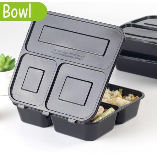 25pcs Disposable Plastic Take-out Package Split Boxes Restaurant Shop Salad Packing Tools Nontoxic Black Lunch Bentos Box Tool