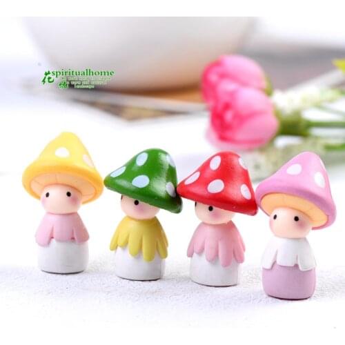 4pcs/lot Small Mushroom Dolls Miniature Garden Moss Micro Landscape Ornament Decoration Materials DIY Doll Fleshy Mushroom