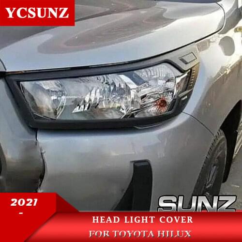 ABS Headlight Cover Car Accessories Head Lamp Lights Covers For Toyota Hilux Revo 2021 4x2