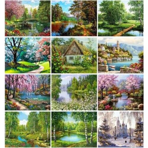 DIY 5D villa landscape diamond painting full circle resin art portrait embroidery picture rhinestone home decoration gift