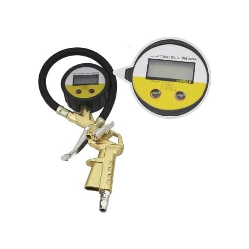 Digital tire pressure gauge tyre pressure monitor with tire exhaustion outgassing valve and air entrainment valve