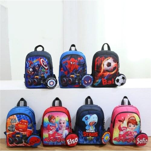 2pcs Children Backpack Elsa Bag Pencil Cartoon Case Frozen Marvel Spider-Man Cars Handbag Girl Boy Gift Bag for School Student