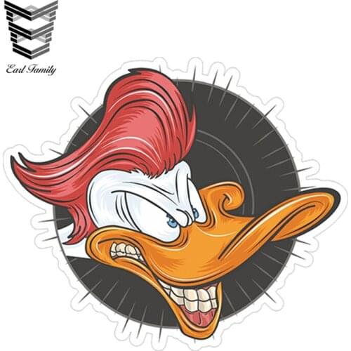 EARLFAMILY 13cm x 11cm Cartoon Duck Vinyl Car Sticker Window Trunk Decal JDM Waterproof Car Stickers Funny Animal Car Styling