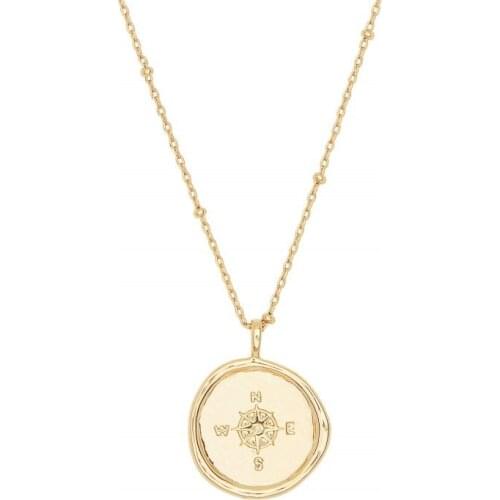 Cross-border exclusive Amazon compass necklace coin necklace ins wind sun necklace clavicle chain stamp necklace