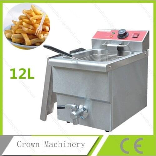Luxury type CE approved 220V Commercial 12L electric single tank fryer with drain oil faucet and fryer basket