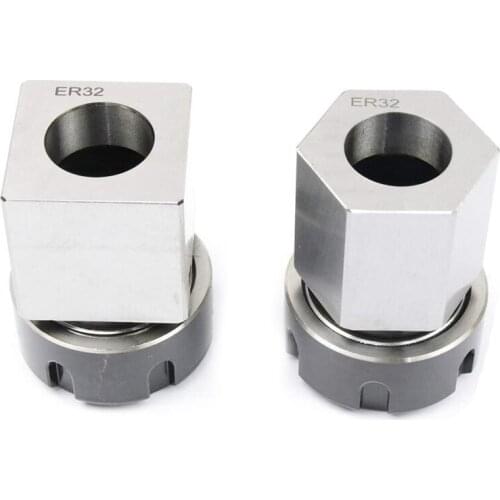 ER32 Collet Chucks Block Set of 2 Square and Hex Workholding Holder for CNC Lathe Engraving Machine