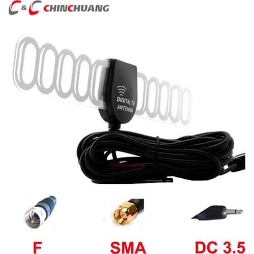 F or SMA or DC 3.5 Connector Active Car DVB-T ISDB-T Digital TV Antenna Mobile Auto Aerial with Booster Amplifier VHF-H/UHF