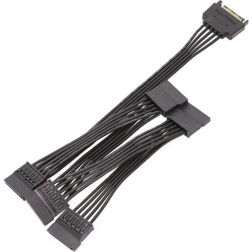 15 Pin SATA Power Extension Hard Drive Cable 1 Male To 5 Female Splitter Adapter Hard Disk Expansion Cable (60CM)