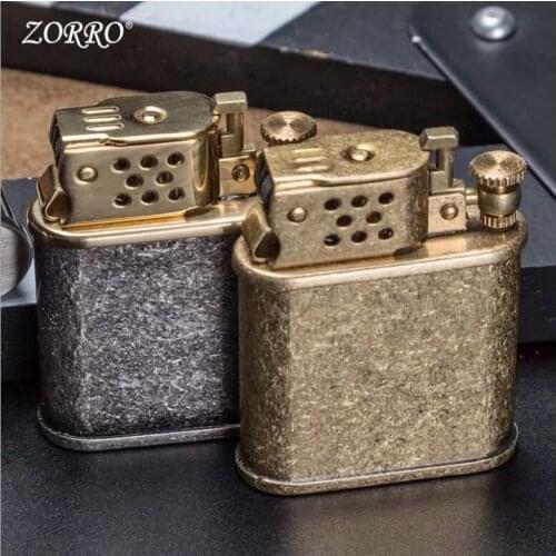 Zorro Kerosene Windproof Lighter Brass Liner Bounce Automatic Ignition Z561 Pure Copper Gasoline Lighter Men Gift Smoker Toy