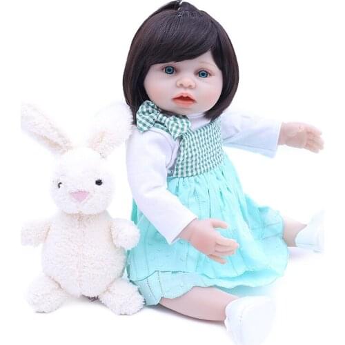 Lovely long hair BeBe Reborn Doll PP Cotton Body 48cm Silicone Reborn Baby Dolls Lifelike Newborn Baby Gift Babies Toys