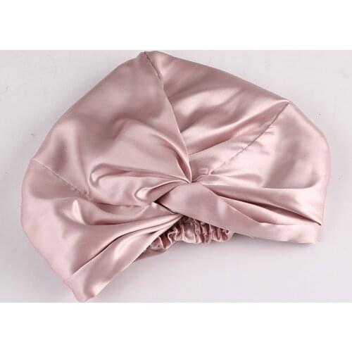 Hot Sale Double Layers Silk sleeping Cap Women Flounced 19Momme Mulberry Silk Night Sleep Cap Elegant Hair Care Accessories