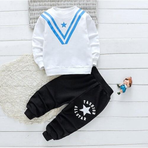 Menoea Boys Trendy Clothes Children Long Sleeve Printed Pattern Striped Top Pants Kids Casual Outfit Children Clothing Suits