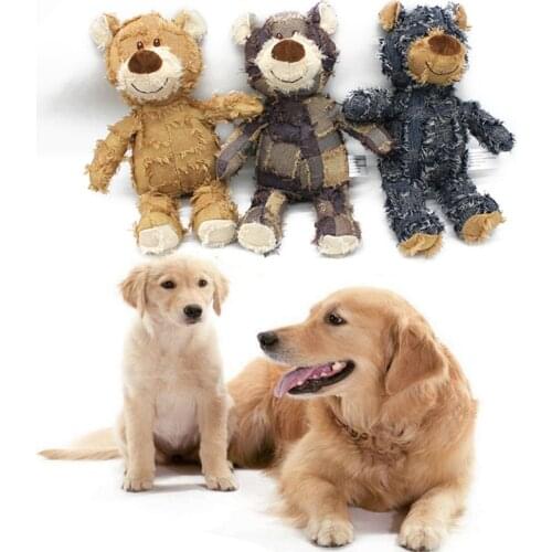 Cute Bear Shape Pet Dog Toys Squeaking Stuffed Plush Toys For Dogs Cat Chew Squeak Toy for Small Large Dogs Play Funny Training