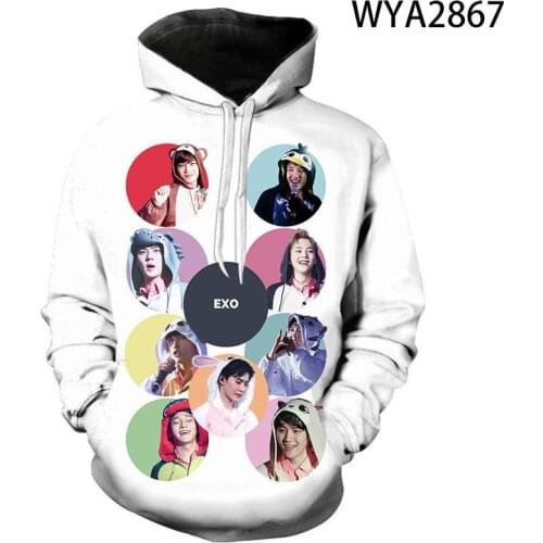 Fashion Kpop Popular Idol EXO 3D Hoodies Men Women Children Cool Hip Hop Sweatshirts Streetwear Boy Girl Kids Hoodie Pullover