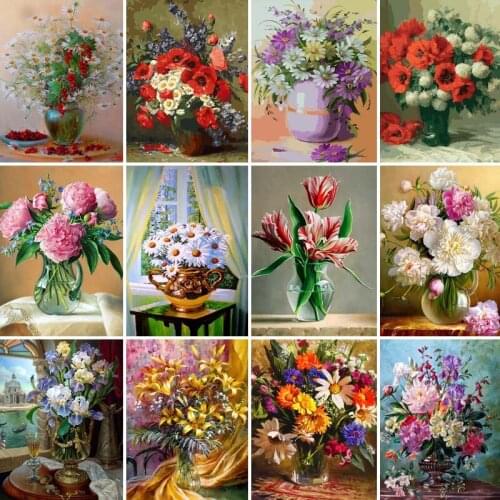 50/65/75 DIY Oil Painting flower Picture Handpainted Crafts for Adults Paints By Number Kits On Canvas Picture Home Decor Gift