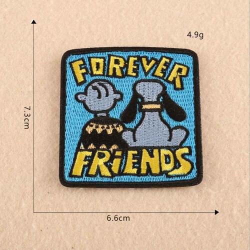 Boy And Dog Friends Lovely Iron On Embroidered Clothes Patches For Clothing Stickers Garment Wholesale