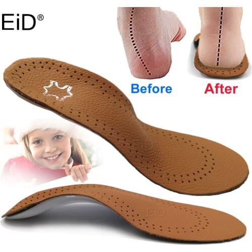 EiD Leather Children kid orthotic insole for Flat Feet Arch Support orthopedic shoes sole Insoles for feet O/X Leg corrected