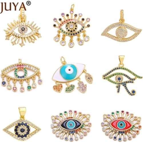 JUYA Necklace Pendants CZ Evil Eyes Charms for DIY Fashion Jewelry Luxurious Jewelry Making Supplies Hand Made Accessories