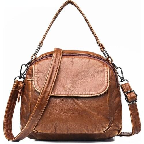 Luxury Ladies Vintage Handbag Female Soft Washed Leather Crossbody Bags for Women Main Designer Casual Purses and Handbags